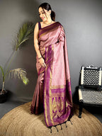 Pink and Purple Saree Look