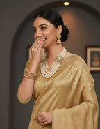 Gold Saree Simple Look