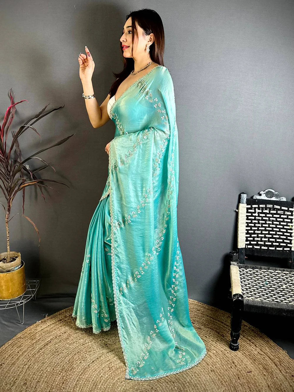 Light Green Saree Look