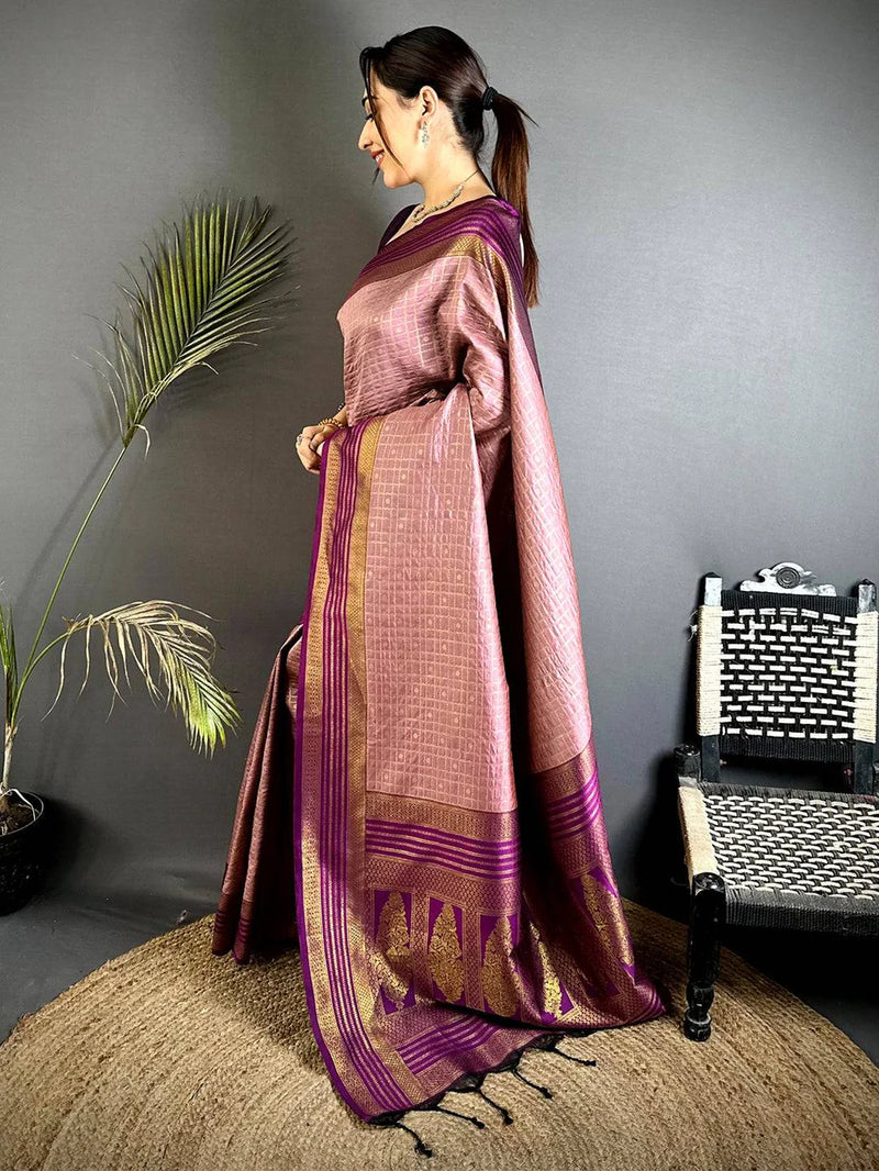Pink and Purple Saree Look