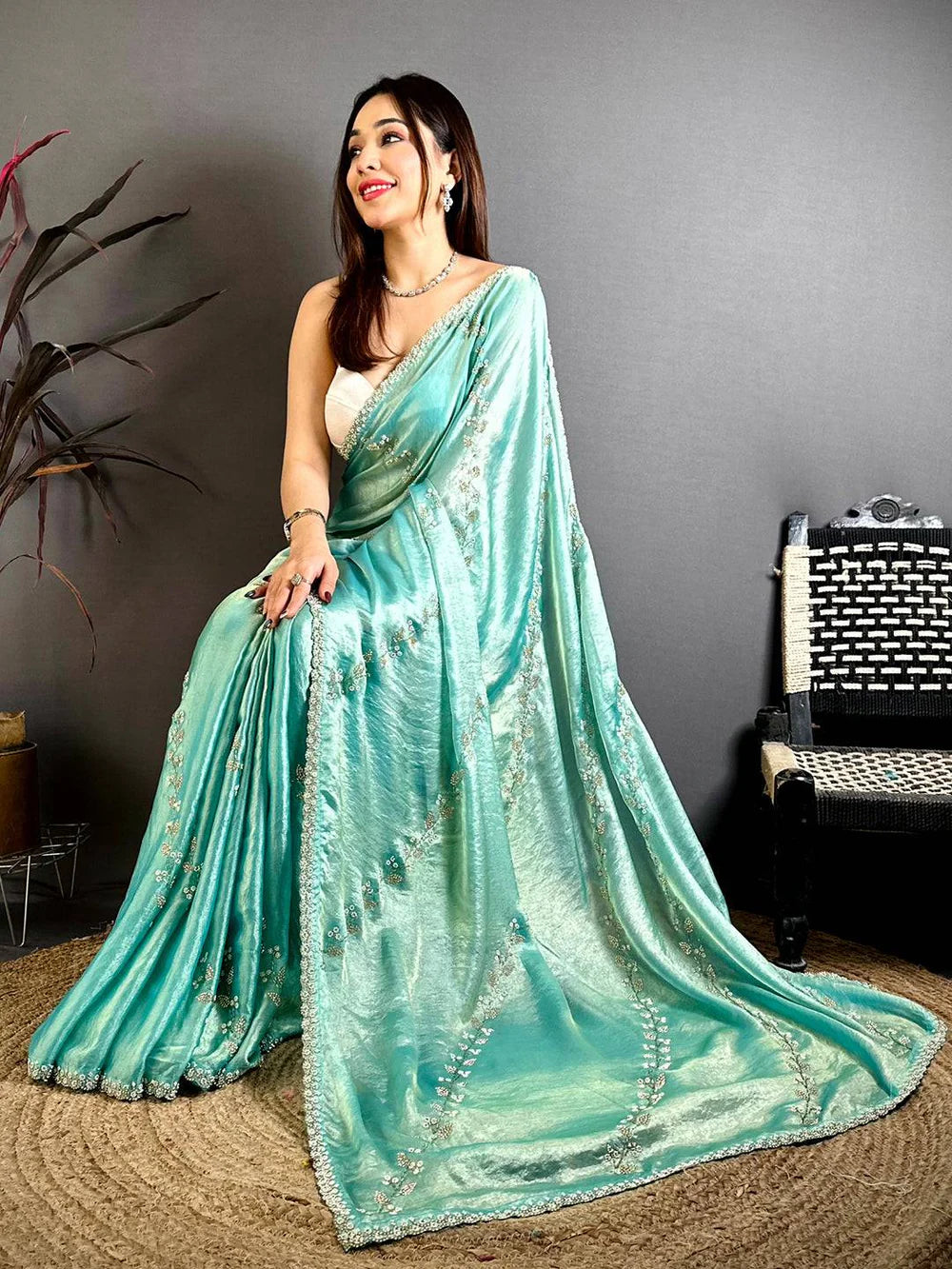 Light Green Saree Look