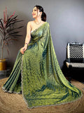 Green Saree Simple Look