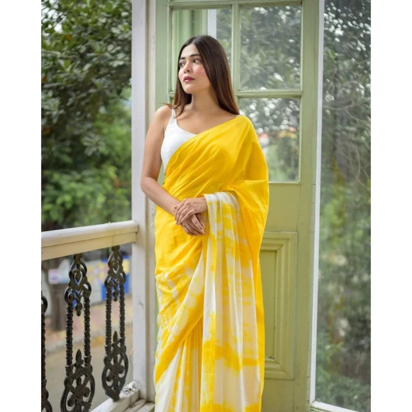 Yellow Saree Simple Look