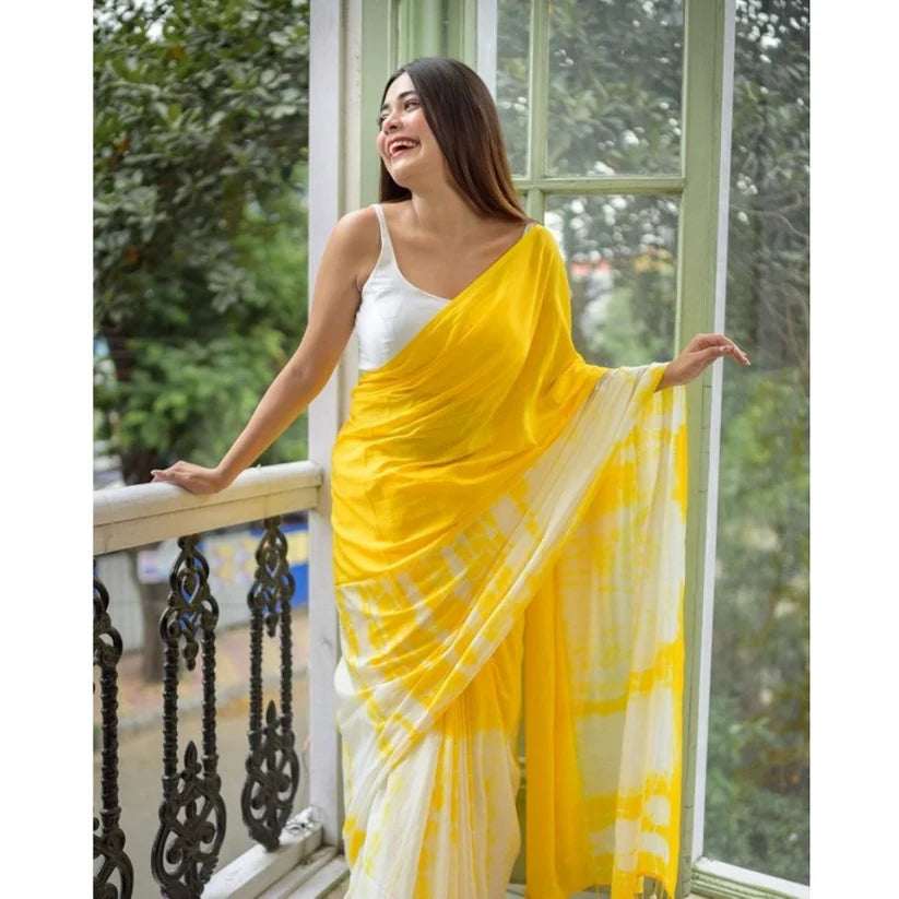 Yellow Saree Simple Look