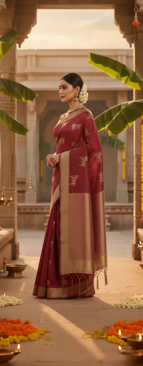 Red Saree Traditional Look