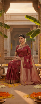 Red Saree Traditional Look