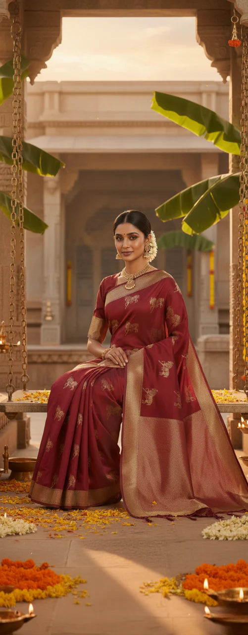 Red Saree Traditional Look