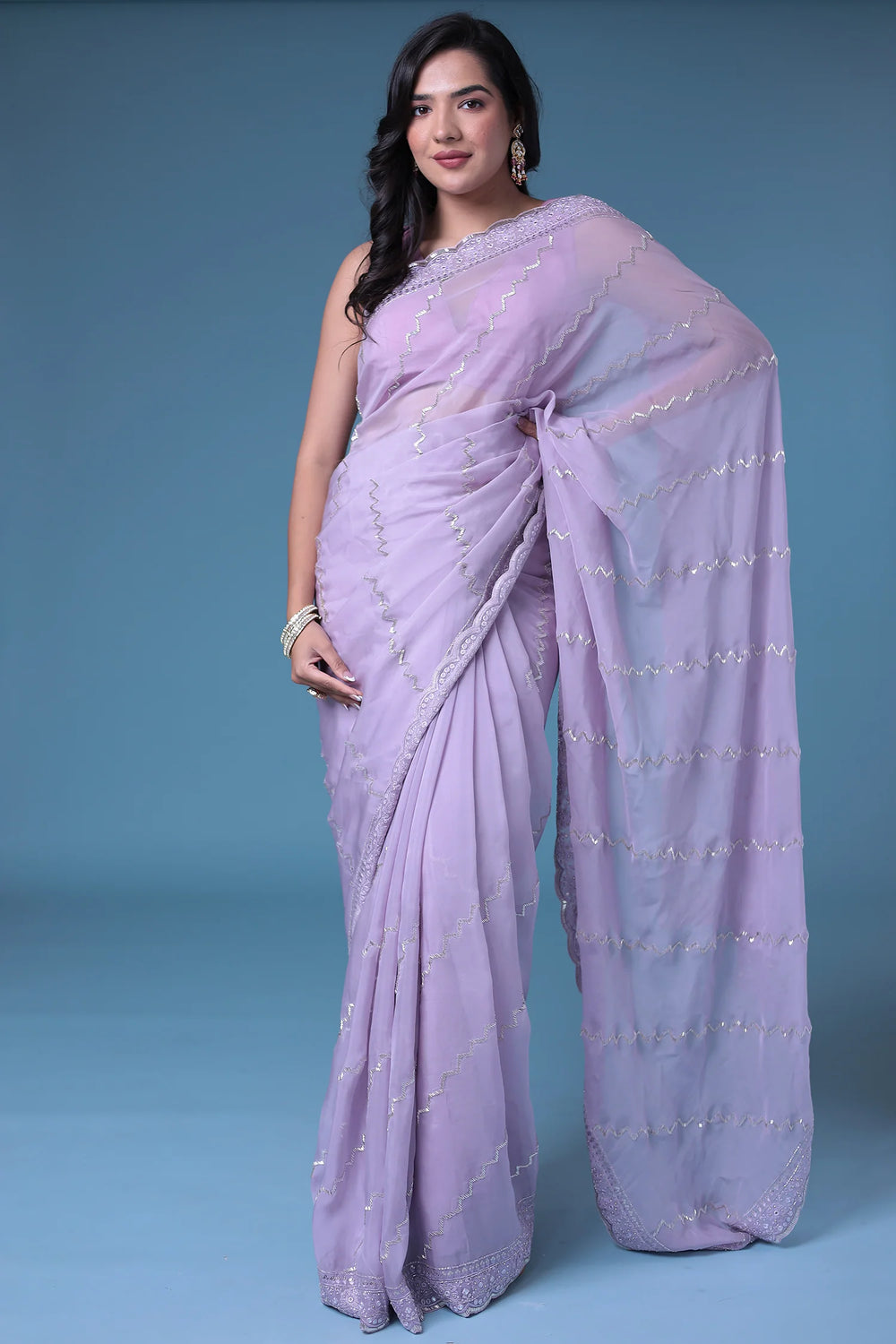 Light Purple Saree Simple Look