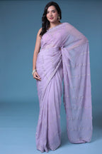 Light Purple Saree Simple Look